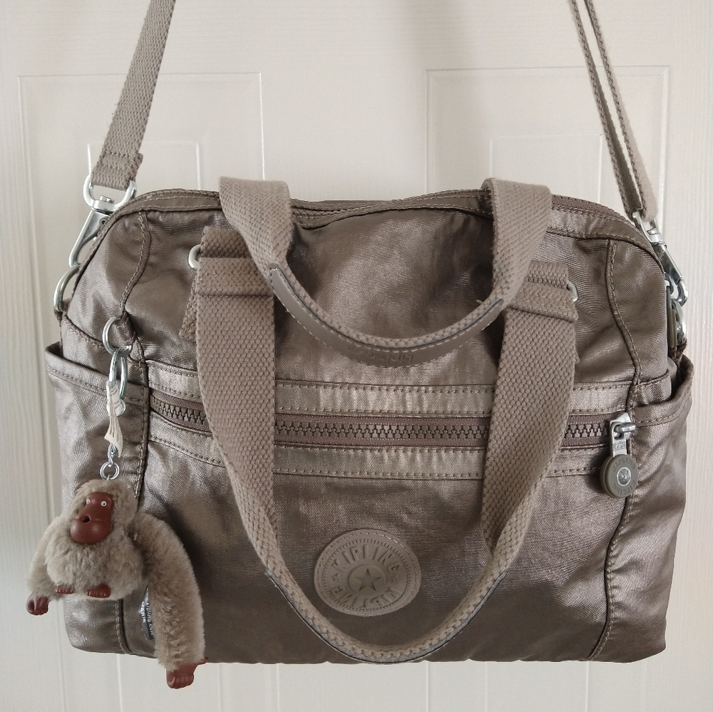 Kipling Metallic Pewter Cora handbag